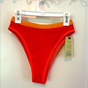 One One Swim Vibrant Red and Orange Bikini Bottom